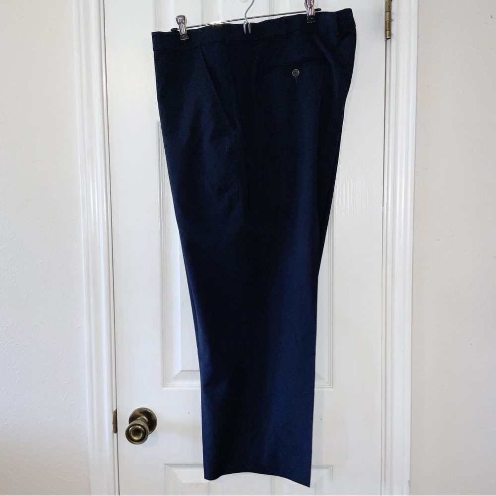 Stafford Stretch Pinstripe Travel Suit Pants Navy Blue Big and Tall 48 x 30
